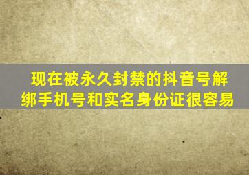 现在被永久封禁的抖音号解绑手机号和实名身份证很容易