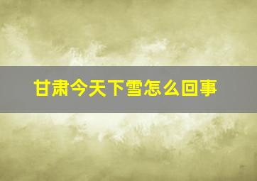 甘肃今天下雪怎么回事