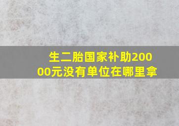 生二胎国家补助20000元没有单位在哪里拿