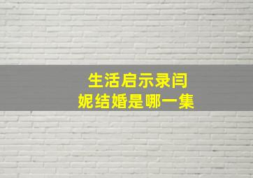 生活启示录闫妮结婚是哪一集