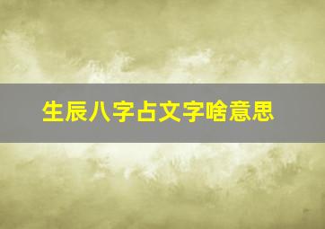 生辰八字占文字啥意思