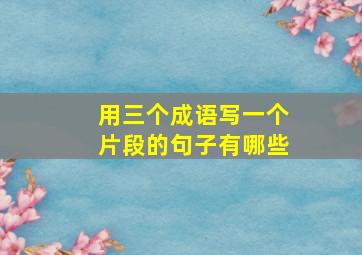 用三个成语写一个片段的句子有哪些