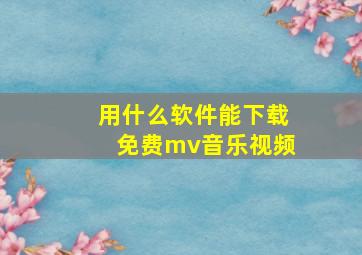 用什么软件能下载免费mv音乐视频