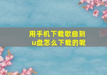 用手机下载歌曲到u盘怎么下载的呢