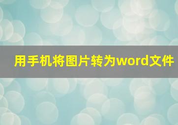 用手机将图片转为word文件