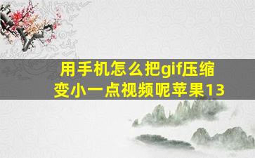 用手机怎么把gif压缩变小一点视频呢苹果13