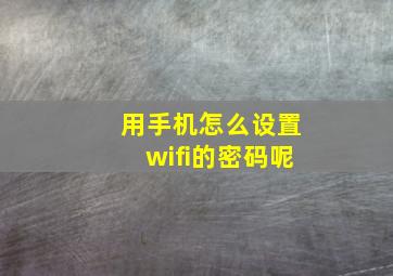 用手机怎么设置wifi的密码呢