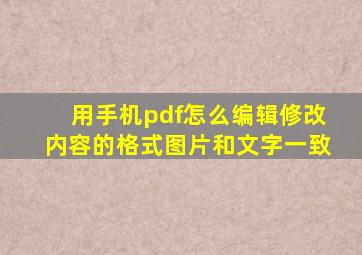 用手机pdf怎么编辑修改内容的格式图片和文字一致