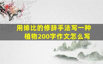 用排比的修辞手法写一种植物200字作文怎么写