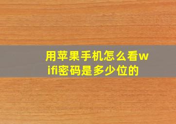 用苹果手机怎么看wifi密码是多少位的