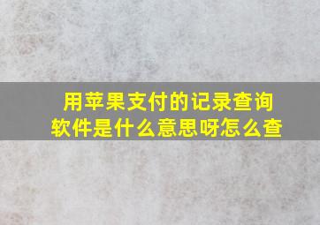 用苹果支付的记录查询软件是什么意思呀怎么查