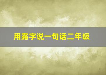 用露字说一句话二年级