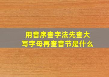 用音序查字法先查大写字母再查音节是什么