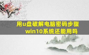 用u盘破解电脑密码步骤win10系统还能用吗