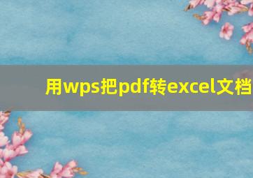 用wps把pdf转excel文档