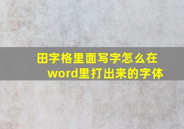 田字格里面写字怎么在word里打出来的字体