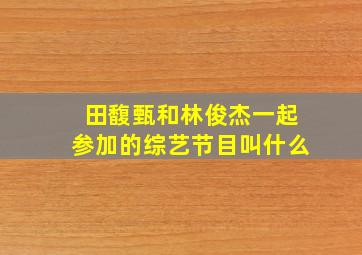 田馥甄和林俊杰一起参加的综艺节目叫什么