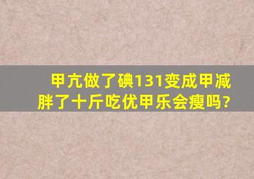 甲亢做了碘131变成甲减胖了十斤吃优甲乐会瘦吗?