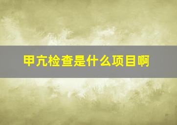 甲亢检查是什么项目啊