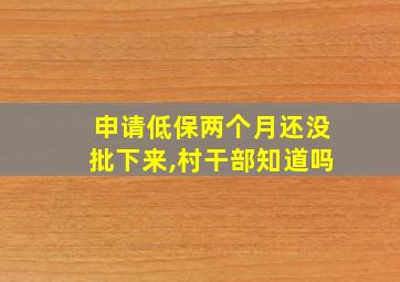 申请低保两个月还没批下来,村干部知道吗