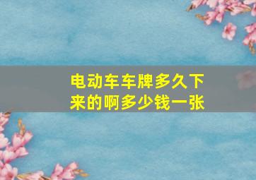 电动车车牌多久下来的啊多少钱一张