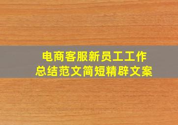 电商客服新员工工作总结范文简短精辟文案