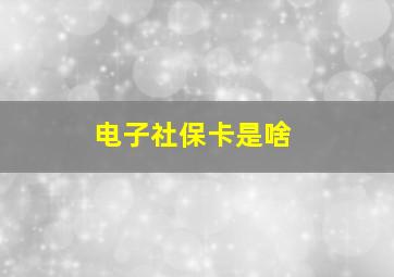 电子社保卡是啥