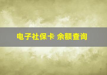 电子社保卡 余额查询