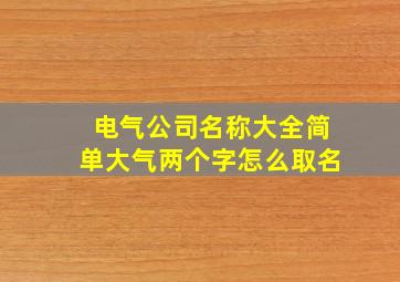 电气公司名称大全简单大气两个字怎么取名