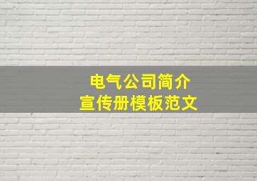 电气公司简介宣传册模板范文