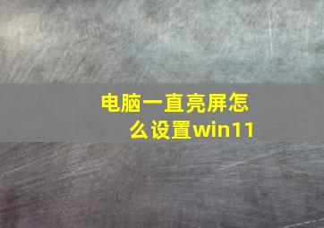 电脑一直亮屏怎么设置win11