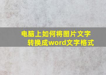 电脑上如何将图片文字转换成word文字格式