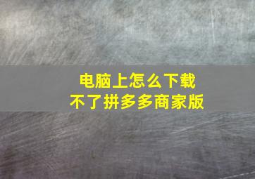 电脑上怎么下载不了拼多多商家版