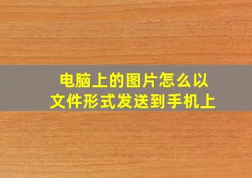 电脑上的图片怎么以文件形式发送到手机上