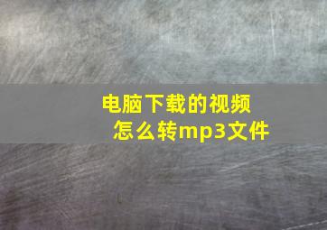 电脑下载的视频怎么转mp3文件