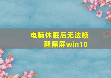 电脑休眠后无法唤醒黑屏win10