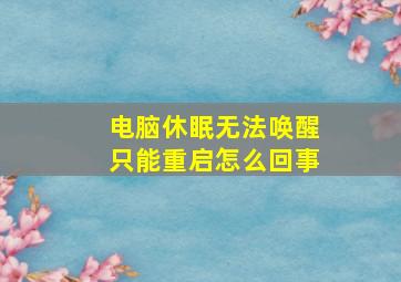 电脑休眠无法唤醒只能重启怎么回事