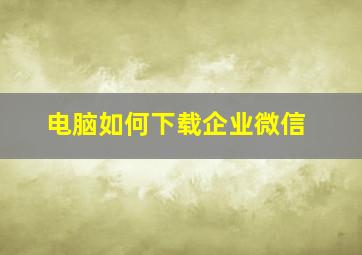 电脑如何下载企业微信