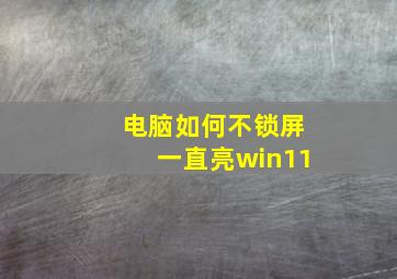 电脑如何不锁屏一直亮win11