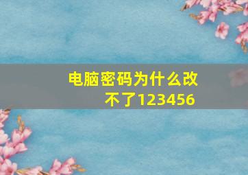 电脑密码为什么改不了123456