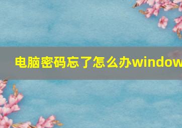 电脑密码忘了怎么办windows