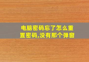 电脑密码忘了怎么重置密码,没有那个弹窗