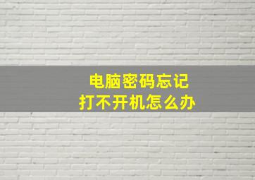 电脑密码忘记打不开机怎么办