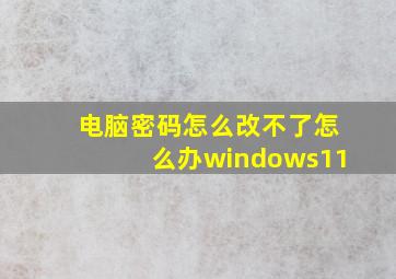 电脑密码怎么改不了怎么办windows11