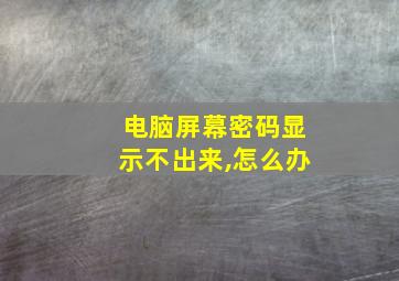 电脑屏幕密码显示不出来,怎么办