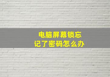 电脑屏幕锁忘记了密码怎么办