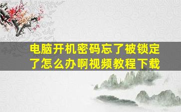 电脑开机密码忘了被锁定了怎么办啊视频教程下载