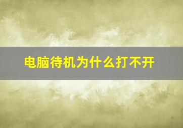 电脑待机为什么打不开