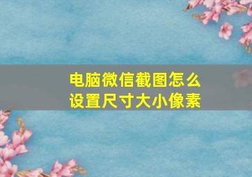 电脑微信截图怎么设置尺寸大小像素