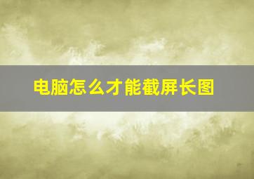 电脑怎么才能截屏长图